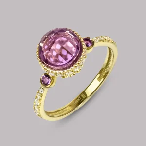 Кольцо из золота с аметистами и кубическими циркониями. Артикул 5920022